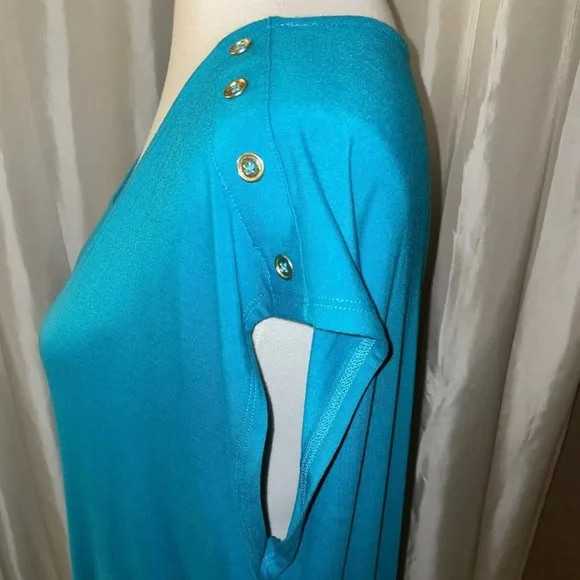 New! C&C California Shoulder Button Teal T Shirt Dress Size XL✨🏝